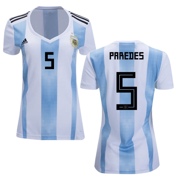 Women's Argentina #5 Paredes Home Soccer Country Jersey - Click Image to Close